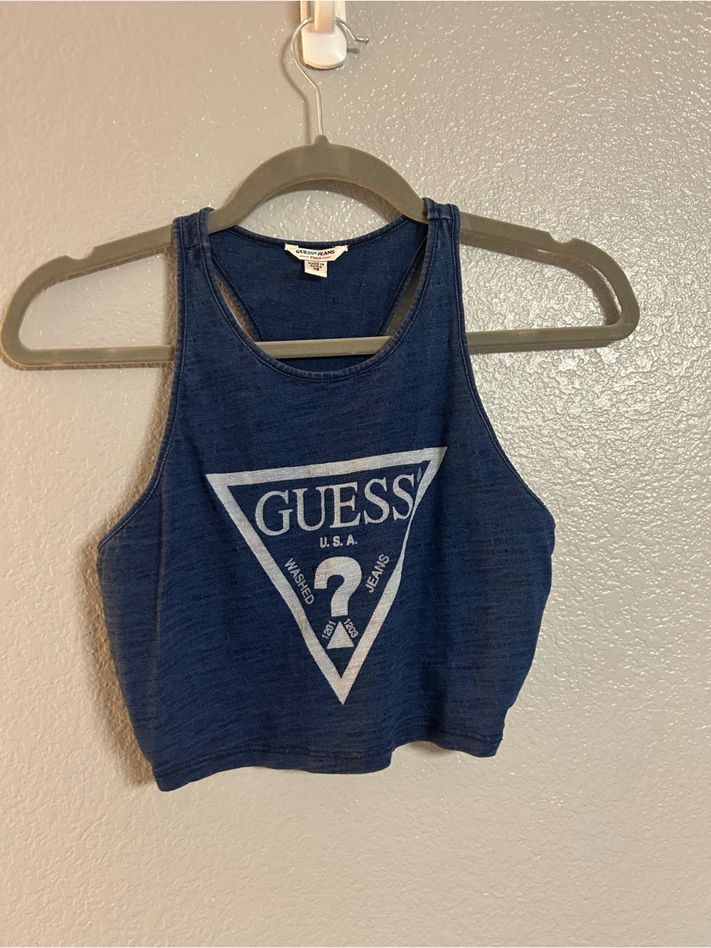 Women’s Guess blue cropped tank top shirt size XS
